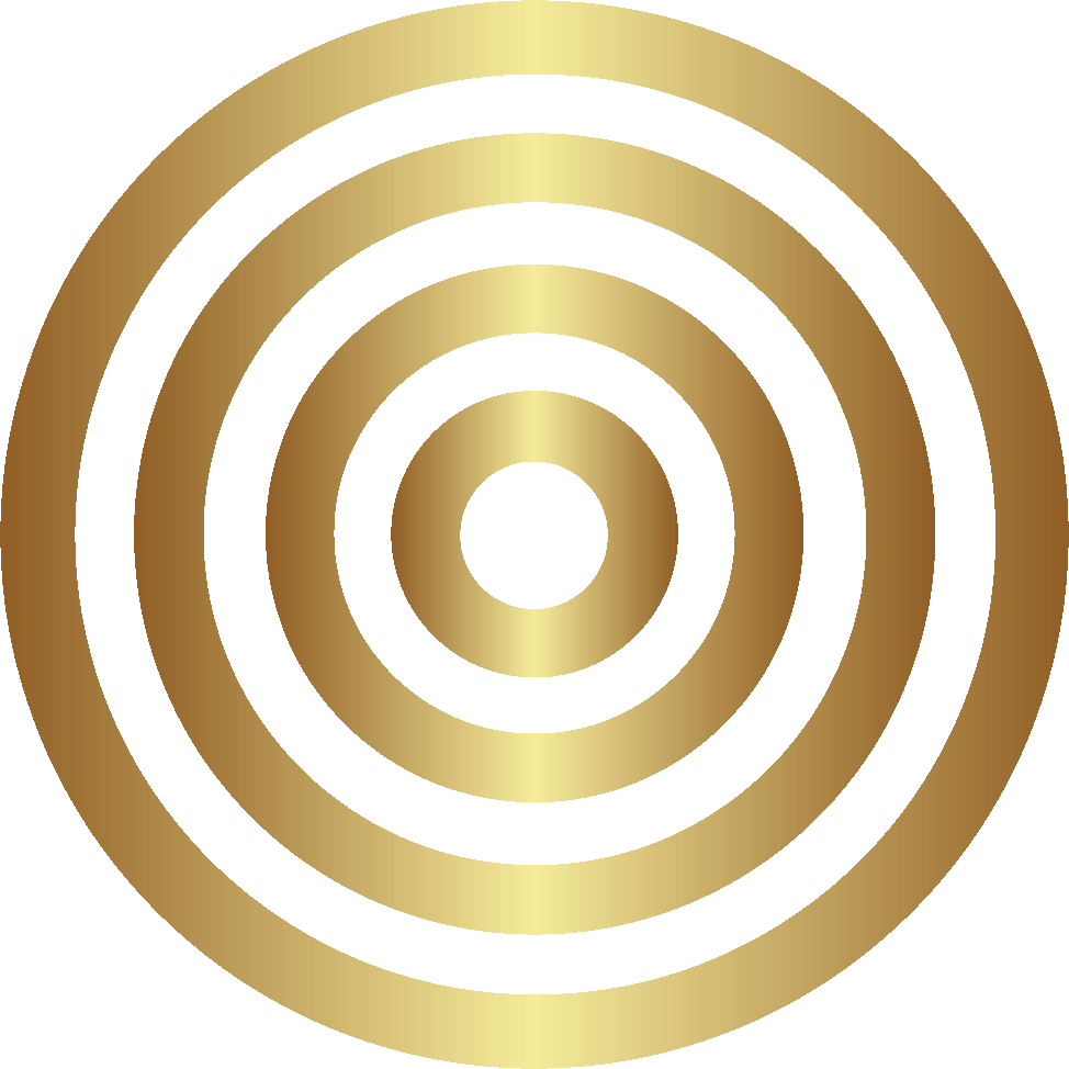 Gold and white concentric rings forming a target-like circular pattern