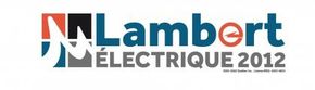 Logo pour Lambert Électrique 2012. Bleu, orange, gris et noir.