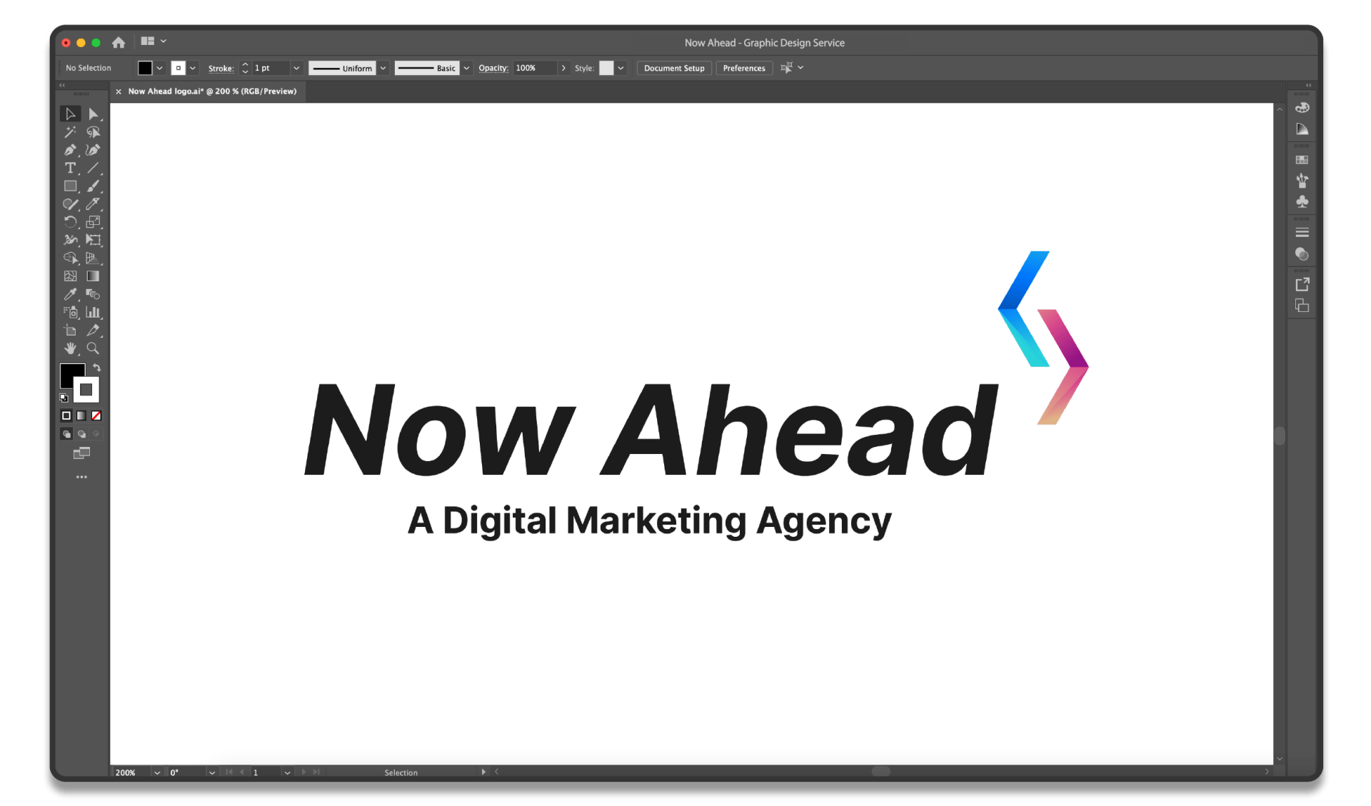 Now Ahead Logo being designed using Adobe Illustrator