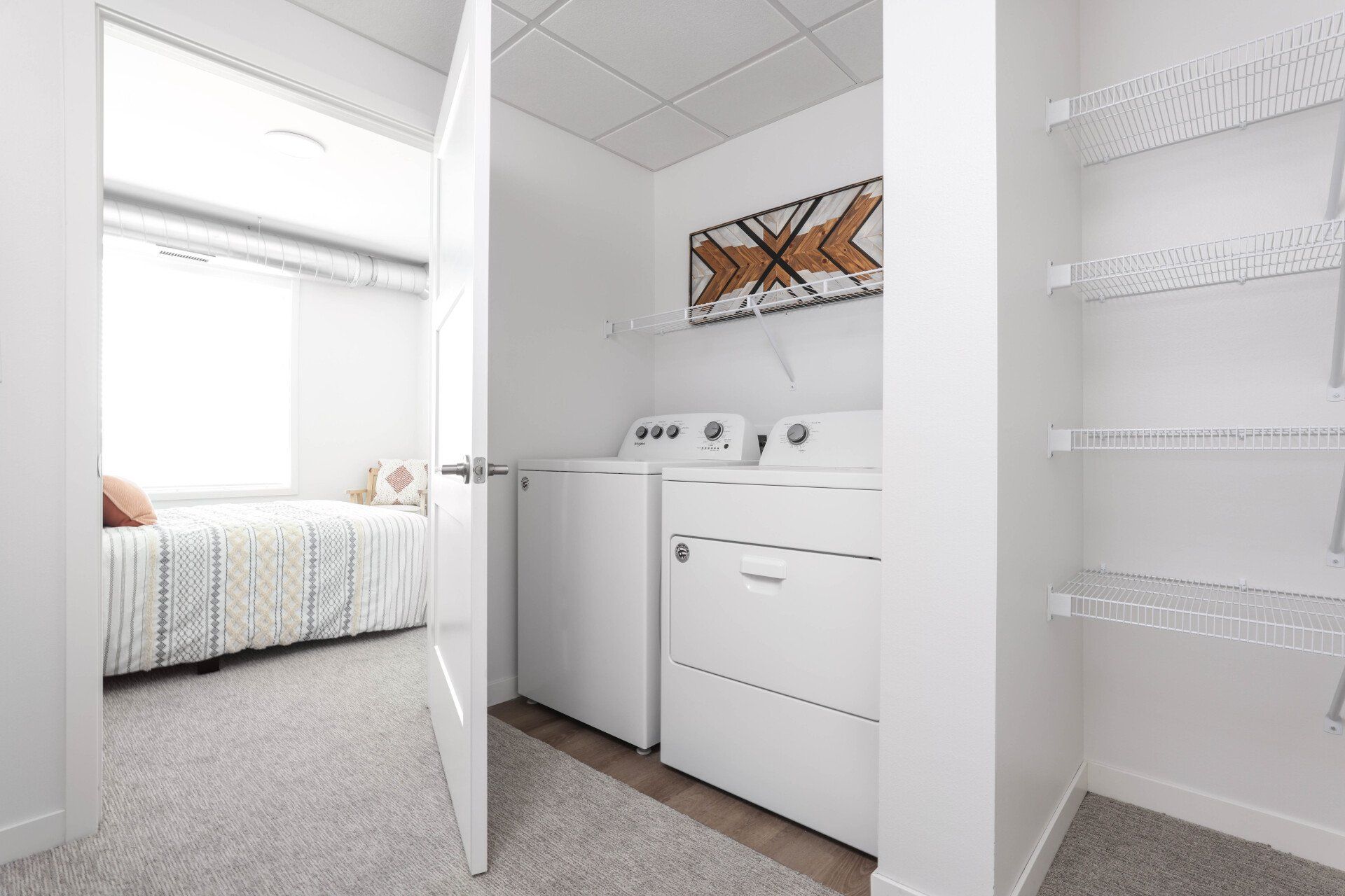 Spacious closet with washer & dryer