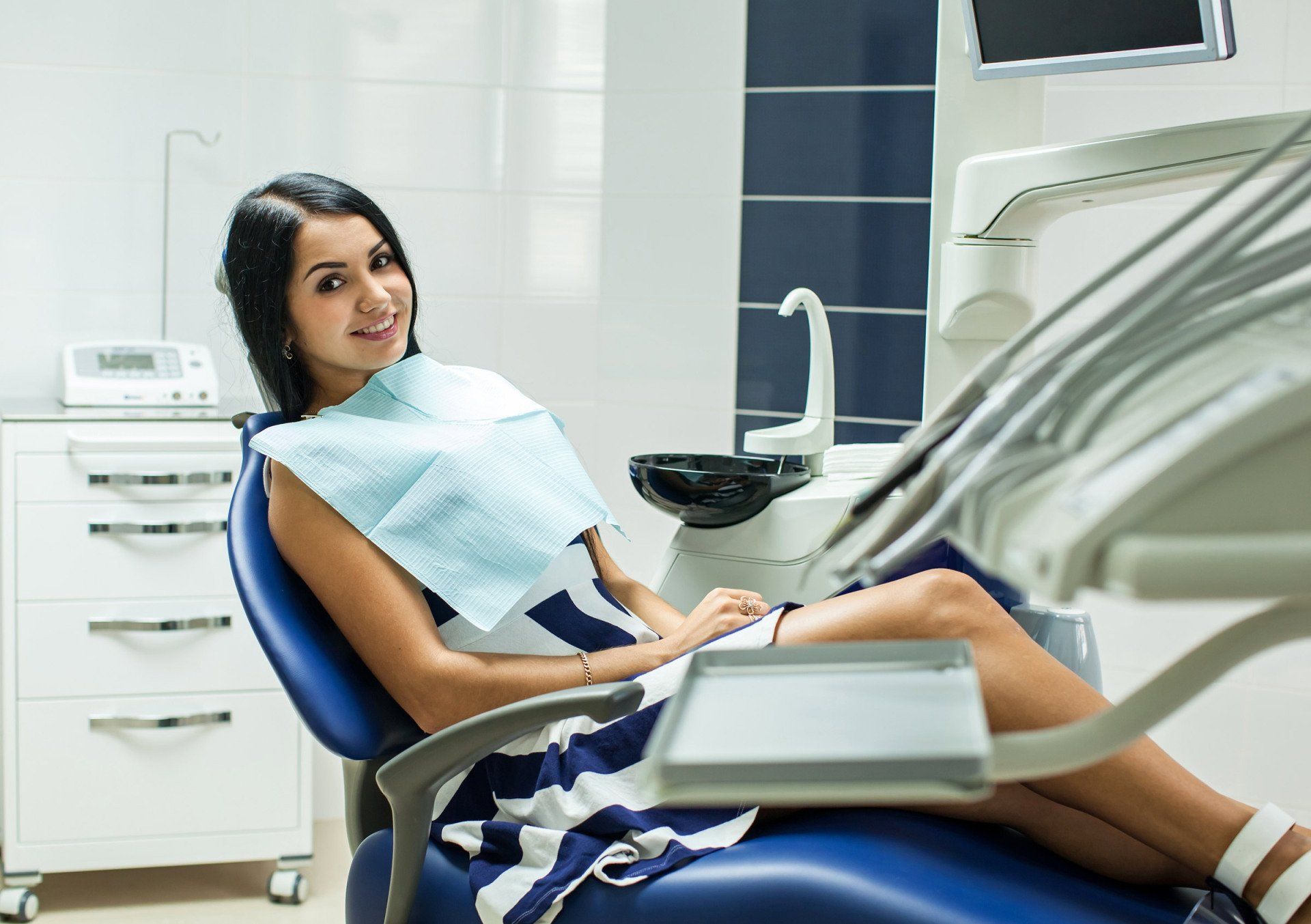 Woman smiling in dental chair