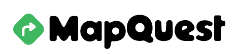 A mapquest logo with a green arrow on a white background.