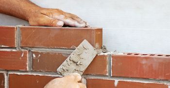 Brick repointing close-up
