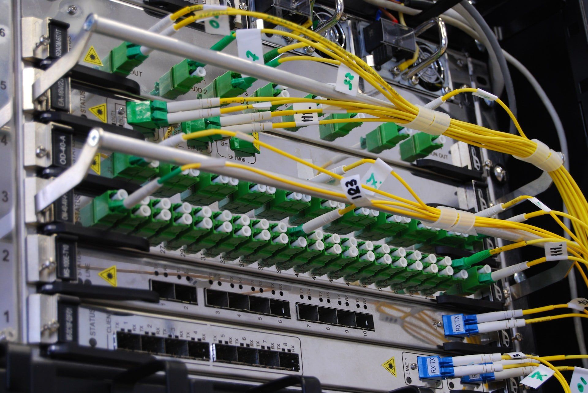 Image of a computer server with wires and connection ports