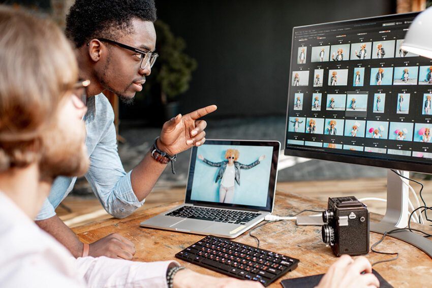 Image of someone in a marketing agency using a cloud computer to access files