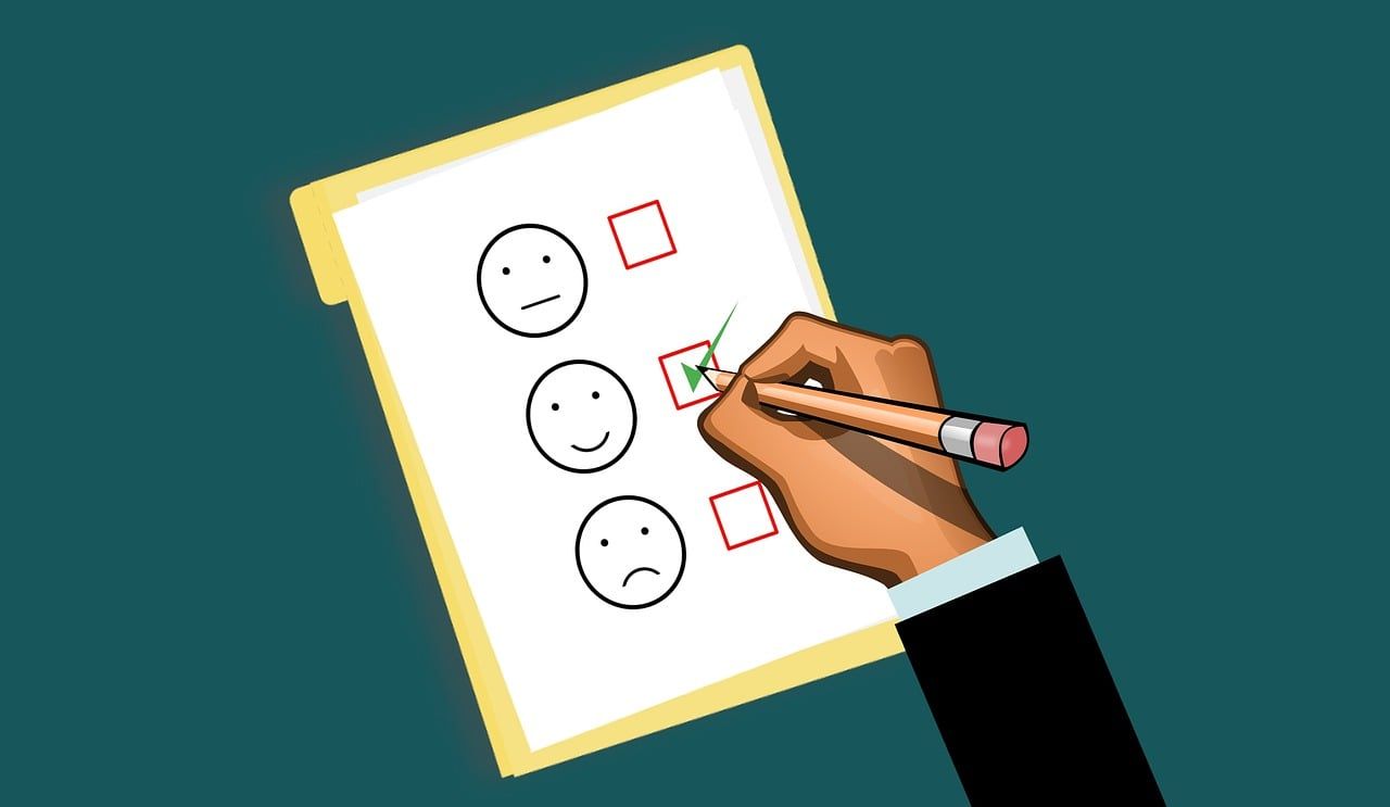 a customer review being filled in