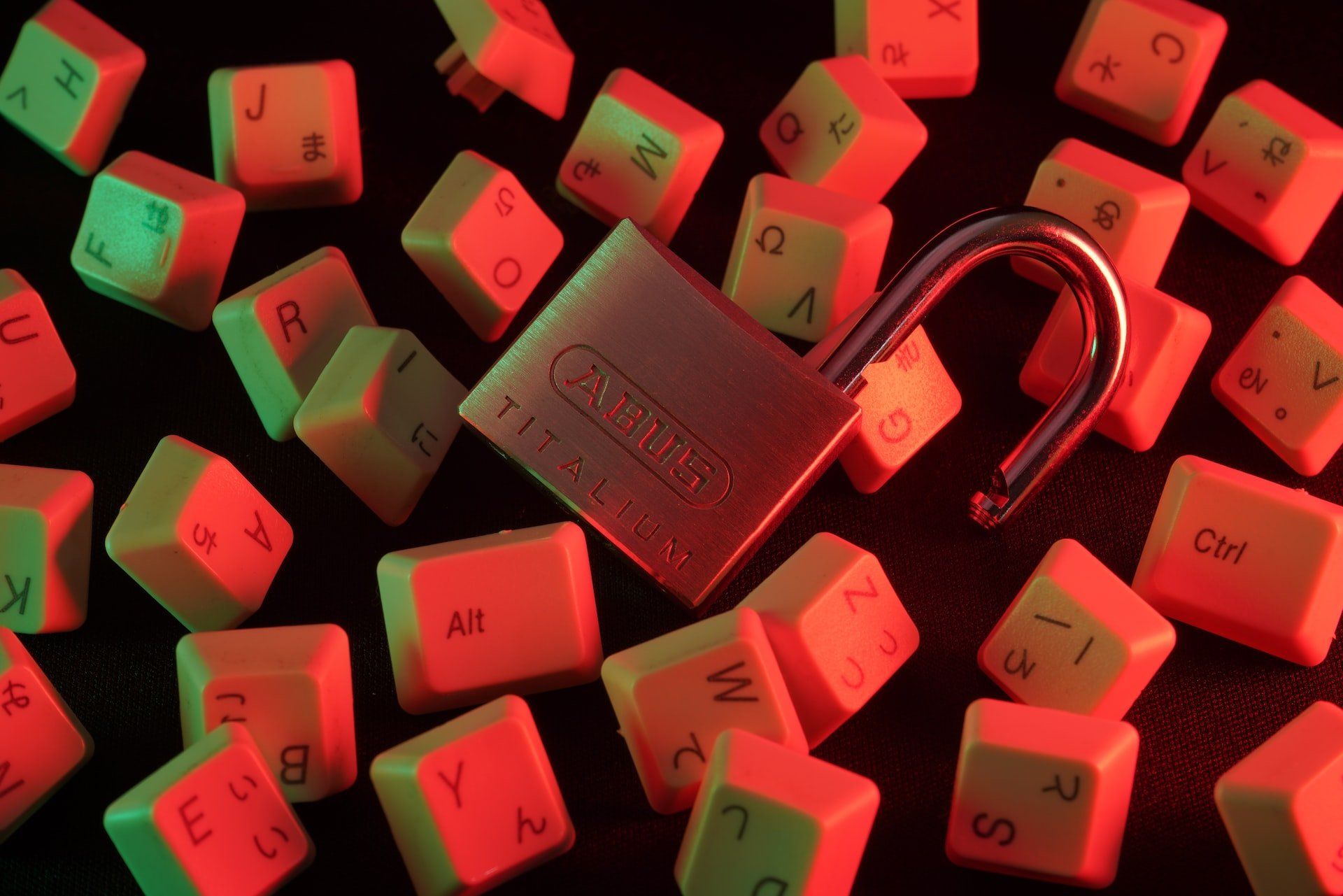 a padlock ontop of keyboard pieces that were destroyed