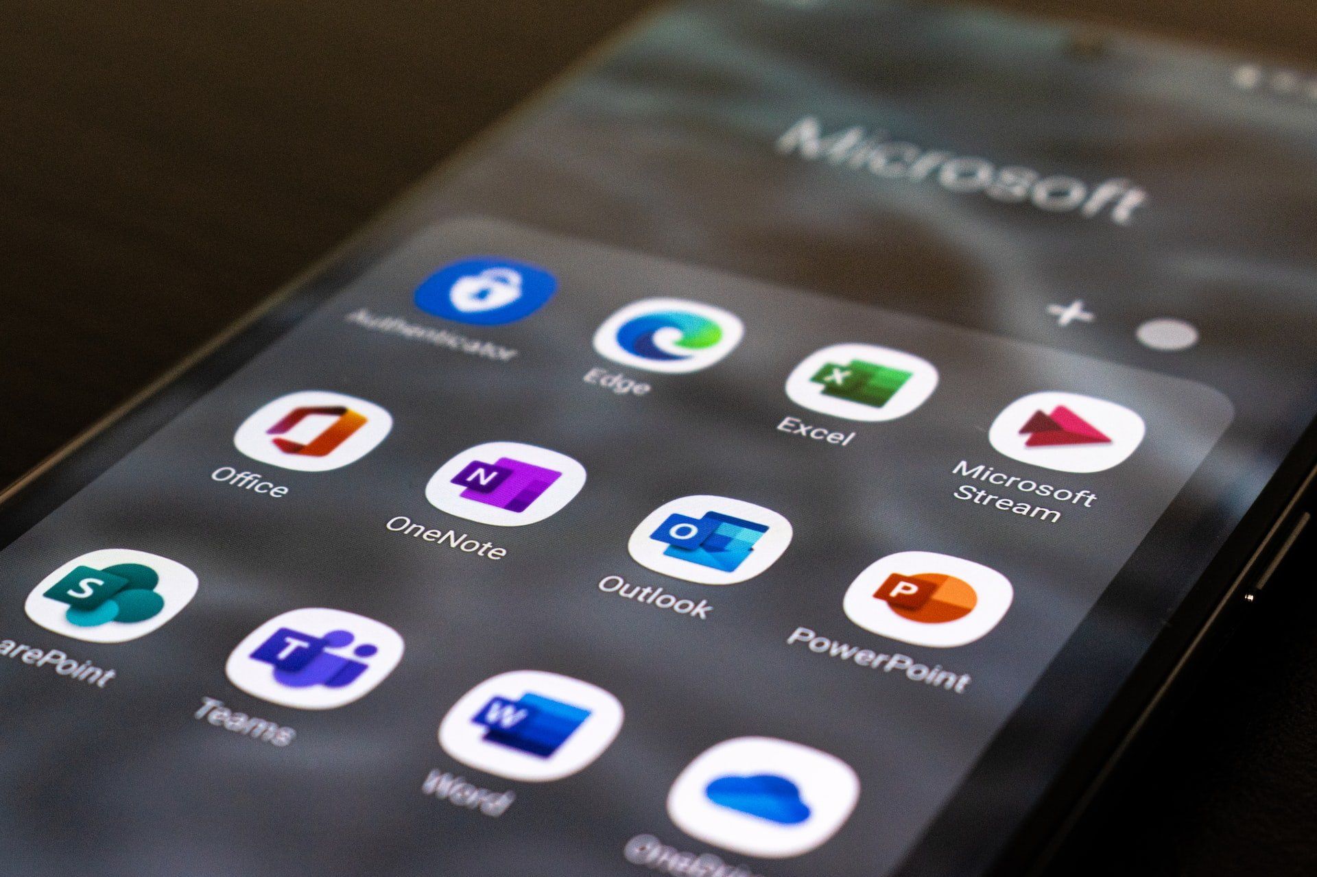 Image of a screen with various Microsoft app icons