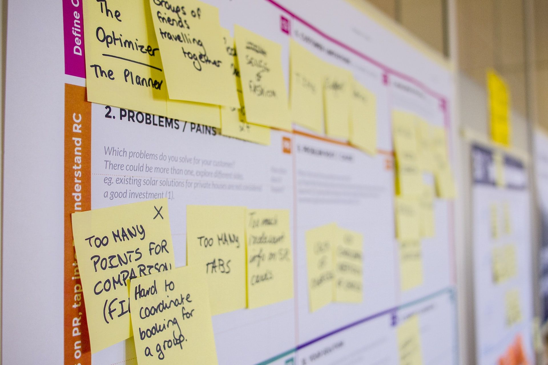 Image of sticky notes and lots of business data
