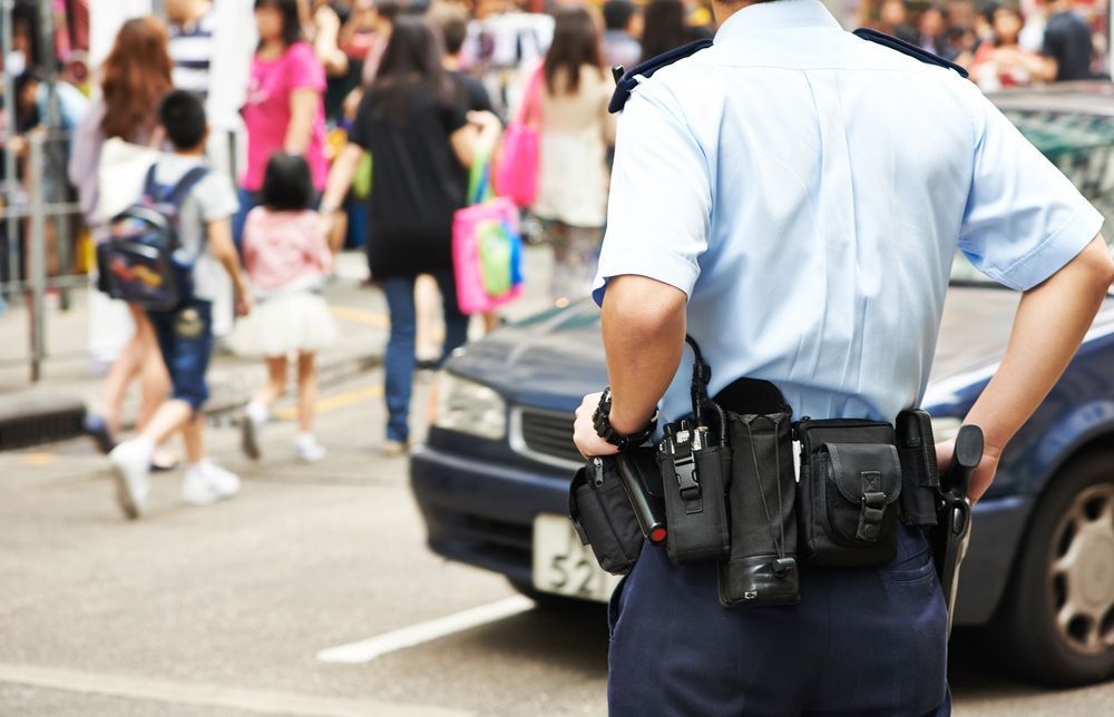 Police man watching order in the urban street — Traffic Solicitors in Muswellbrook NSW