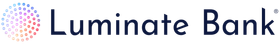 A logo for luminate bank with a colorful circle in the middle.