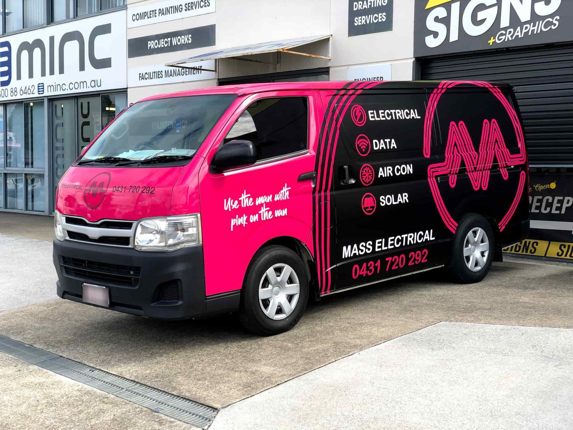 Mass Electrical Pink Van Wrap — DNA Signs in Tweed Heads, NSW