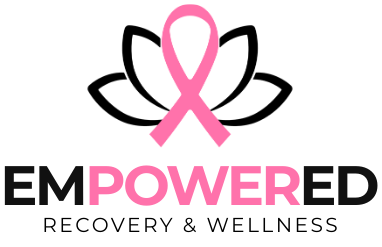 Pink ribbon lotus logo for Empowered Recovery & Wellness.