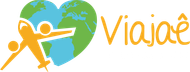 Logotipo com um mundo em formato de coração, um avião e o texto