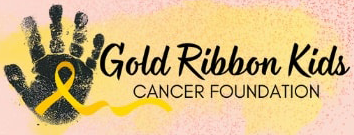 A logo for the gold ribbon kids cancer foundation