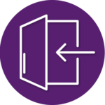 An icon of an open door with an arrow pointing to the left.