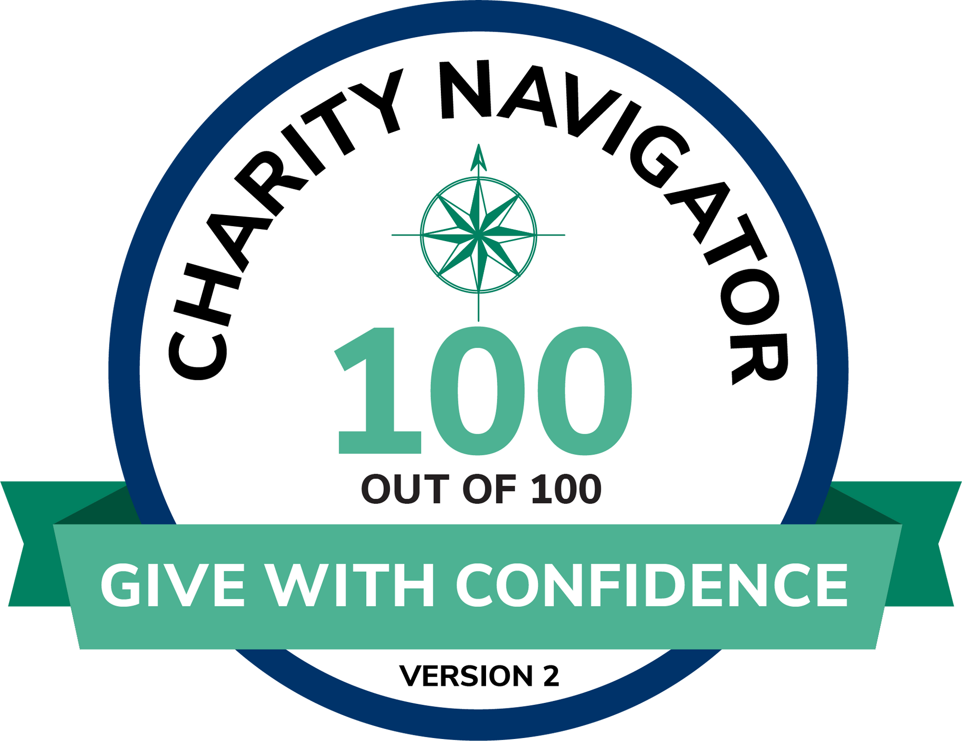 A logo for the charity navigator 100 out of 100