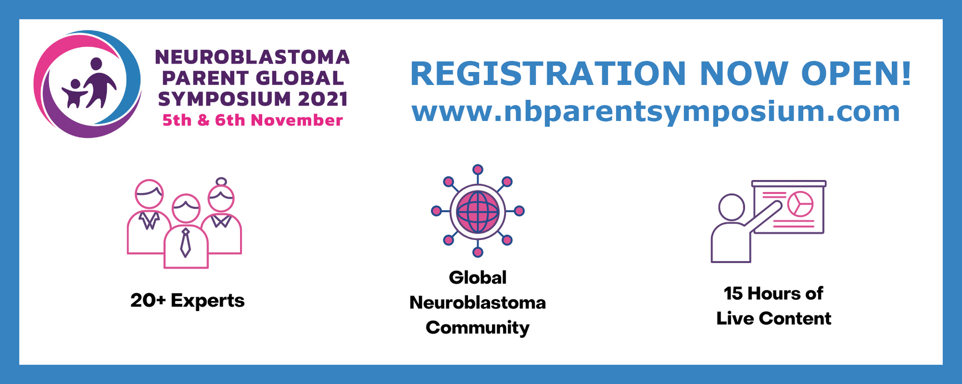 A banner for the neuroblastoma parent global symposium 2021