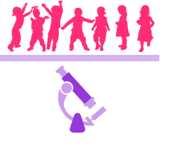 A group of children are standing next to a microscope.