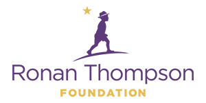 The logo for the ronan thompson foundation is purple and yellow