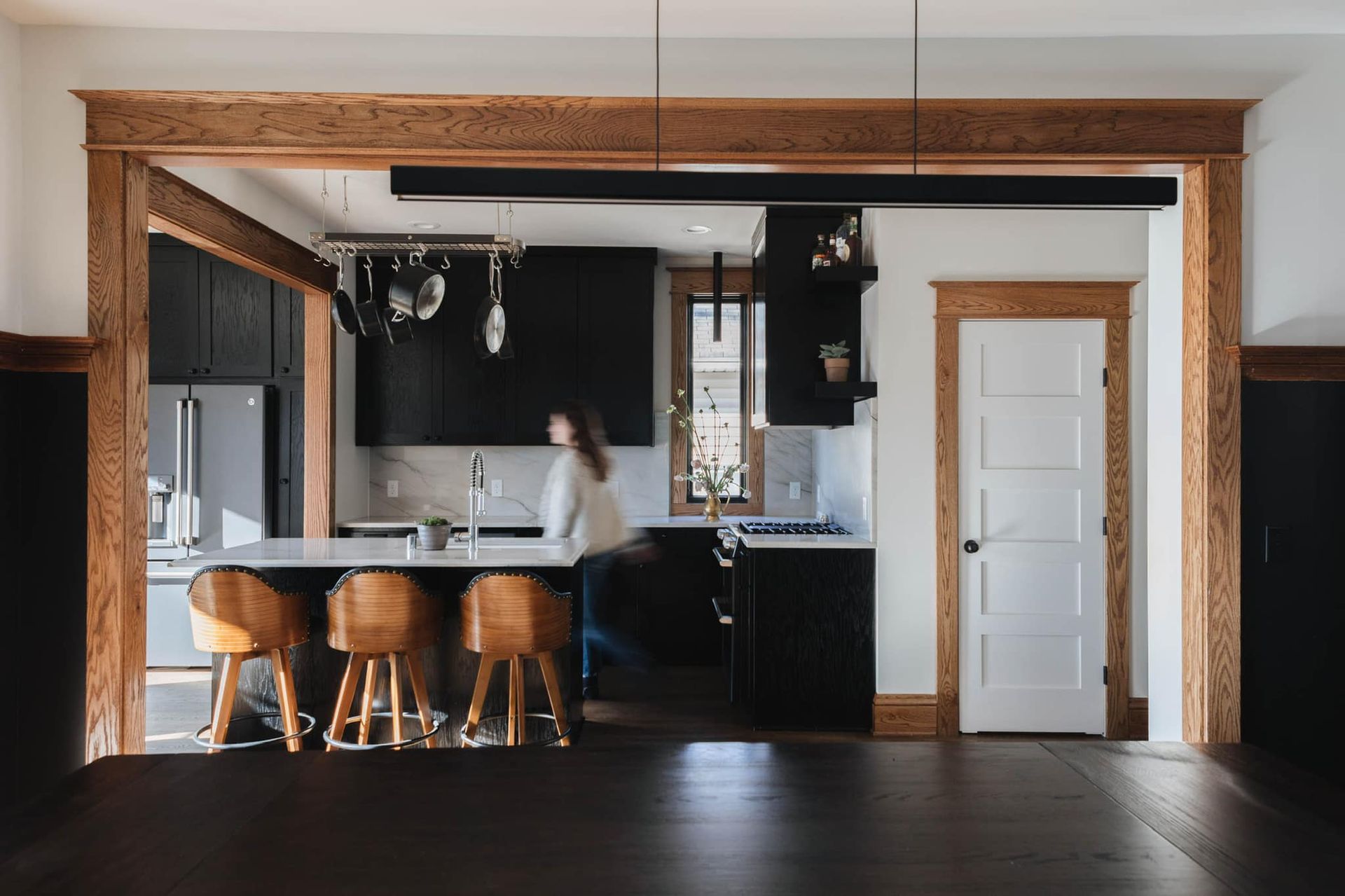 Black Oak Signature Collection kitchen cabinetry with dark wood finish and classic wood accents in St. Paul, Minnesota.