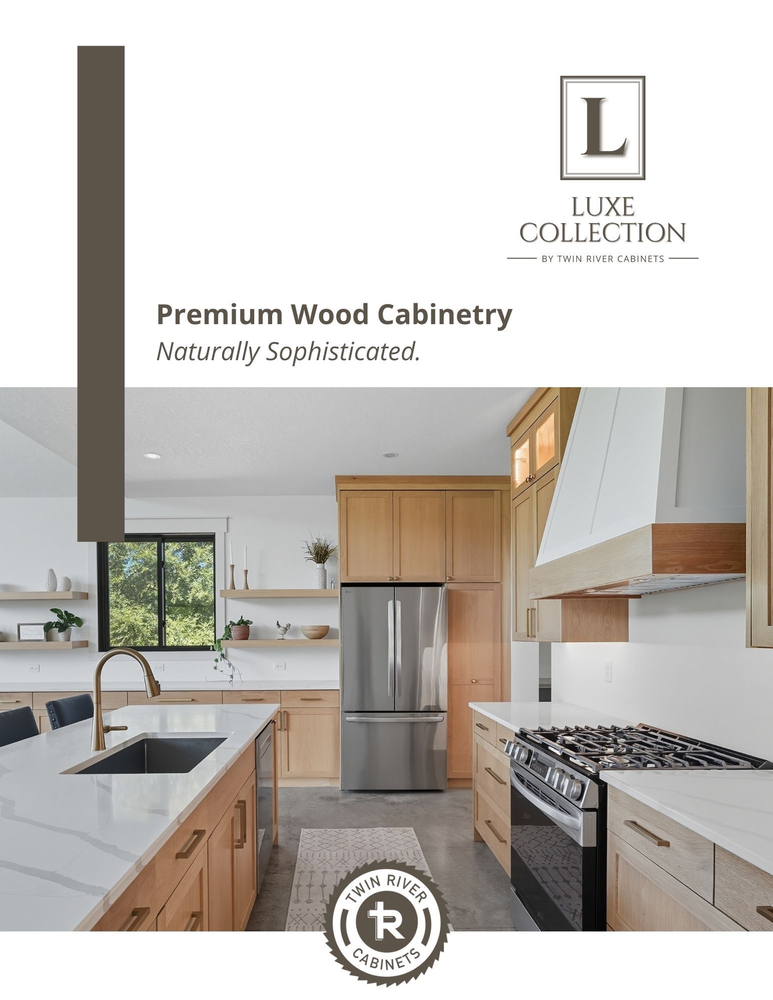 Luxe Collection guide cover featuring White Oak kitchen cabinetry