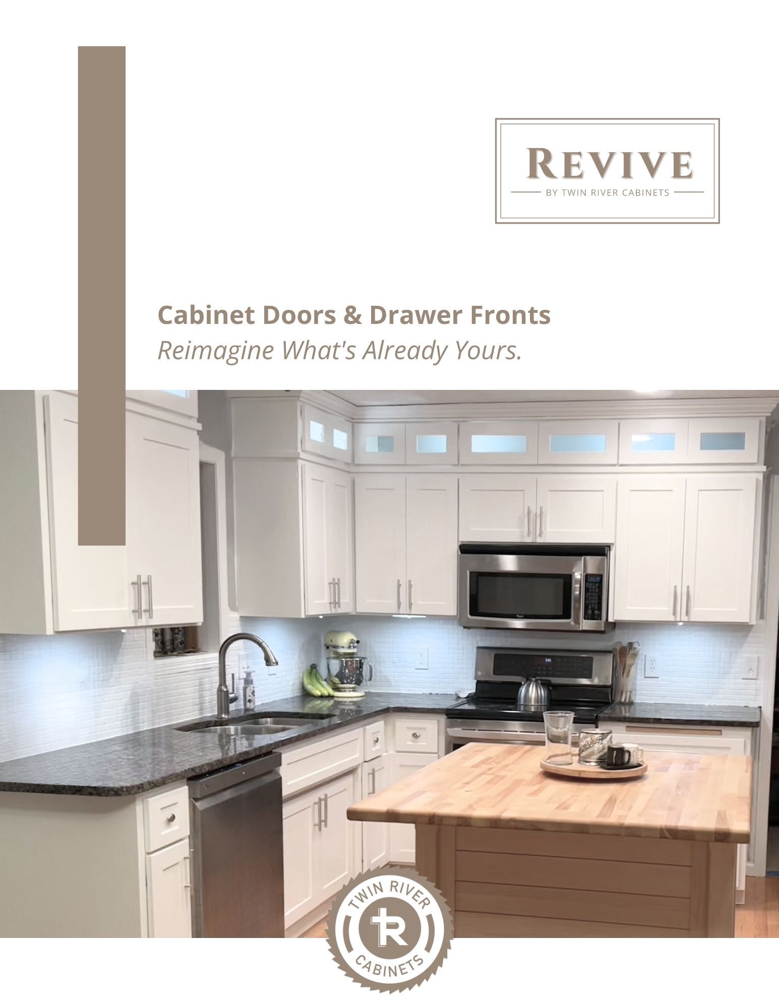 Revive by TRC guide cover featuring refreshed white kitchen cabinetry