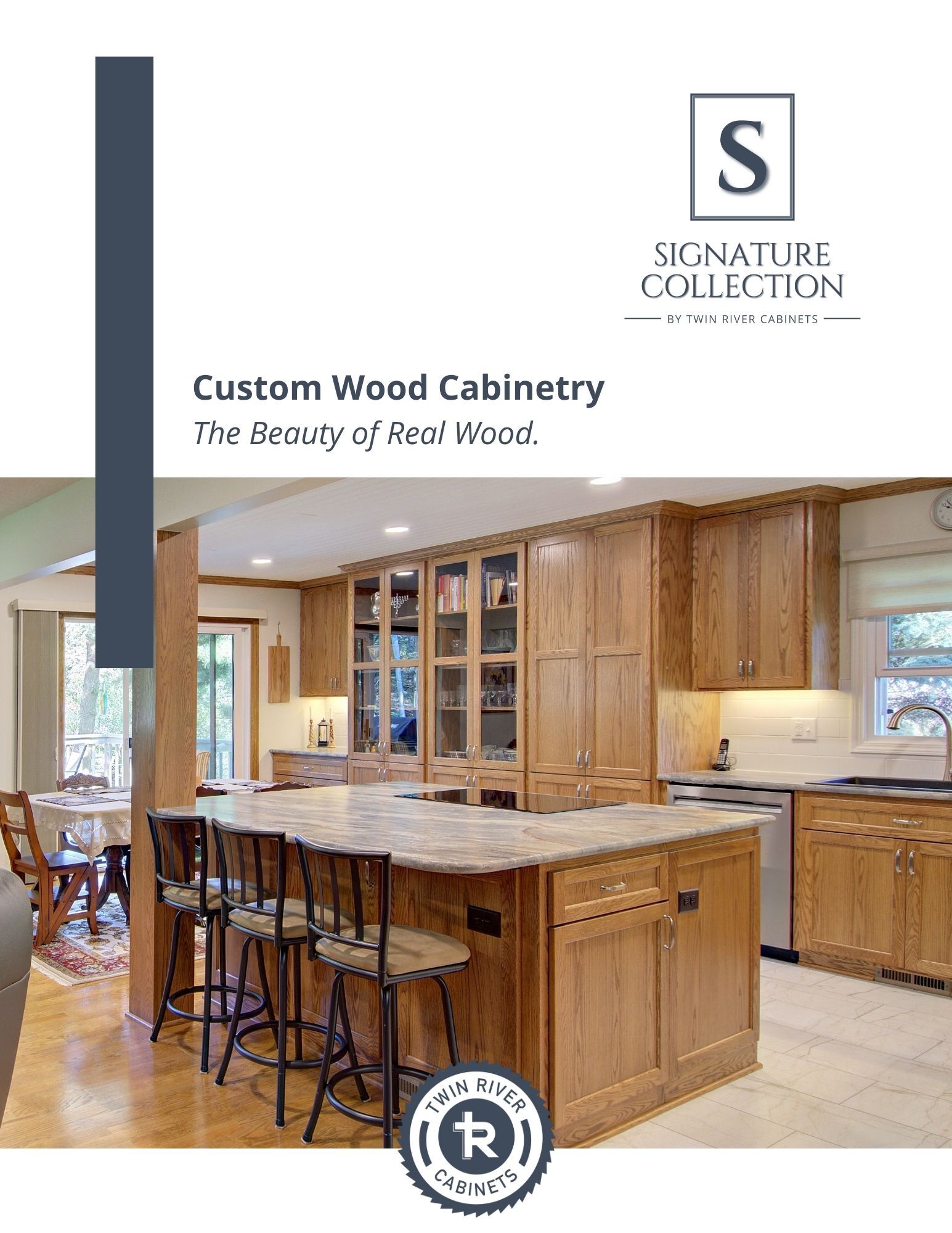 Signature Collection guide cover featuring natural wood kitchen cabinetry