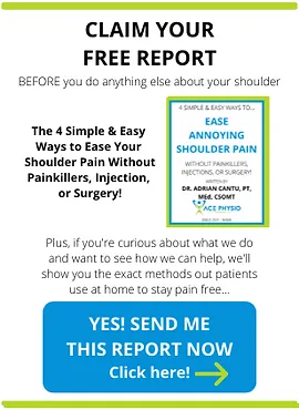 A poster that says claim your free report before you do anything else about your shoulder