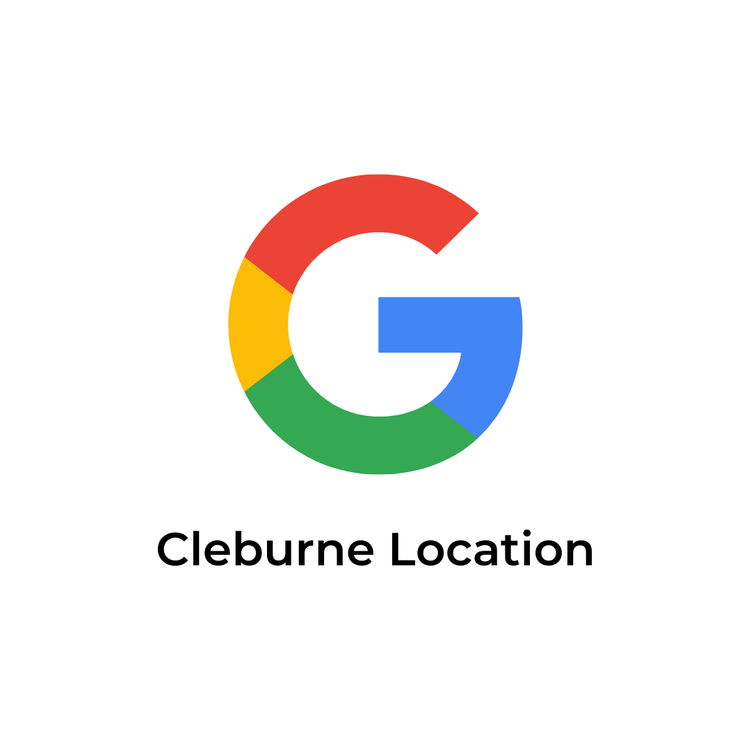 A google logo with the words cleburne location below it.