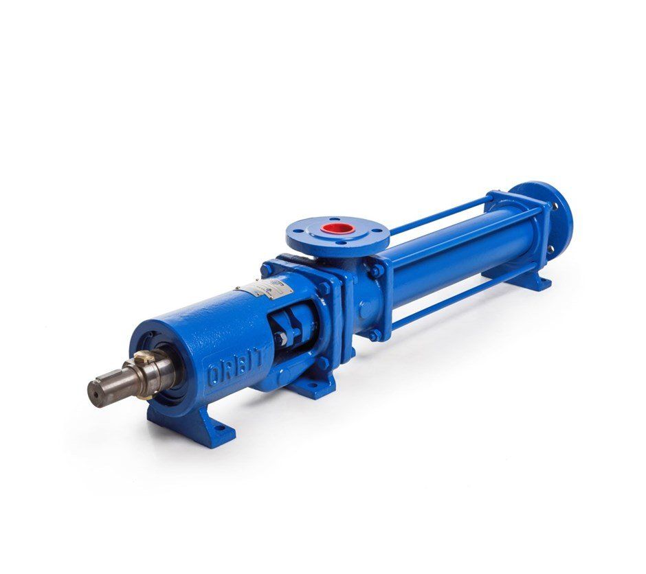 Blue industrial pump or compressor isolated on white background