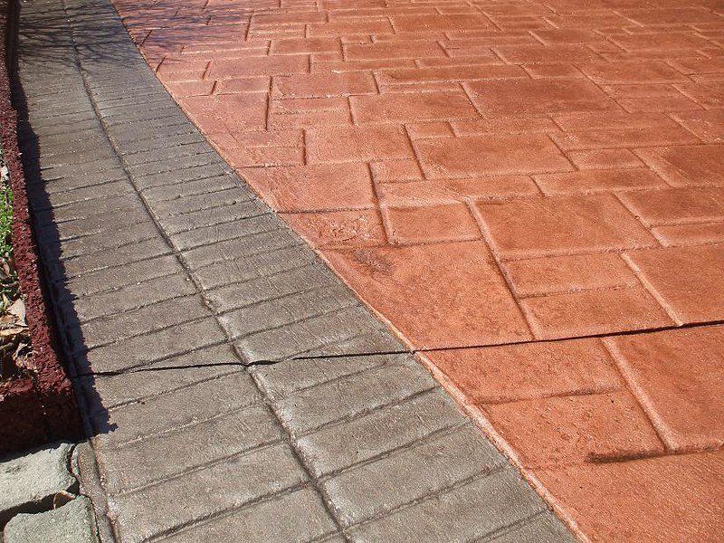 stamped concrete shaped like pavers