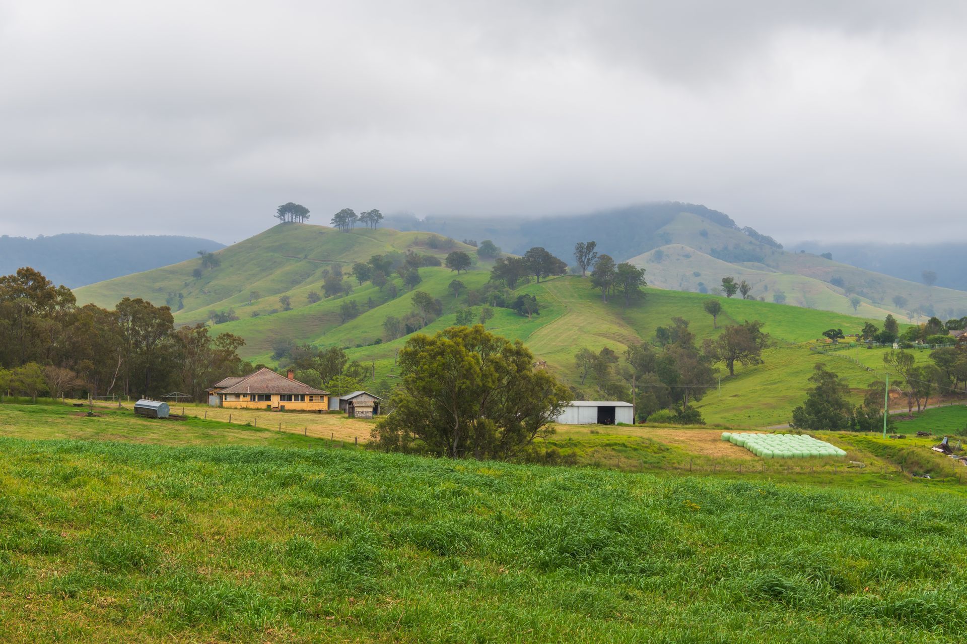 There Is A House In The Middle Of A Field With Mountains — Jono Battle Equine Services In Hunter Region, NSW