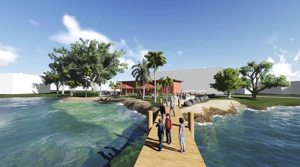3D model of people on walkway next to ocean — Honolulu, HI — DRAFTECHi LLC