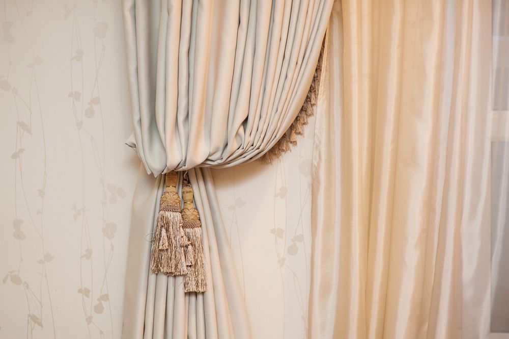 Beige Room with Brushed Curtains — Southern Blinds & Awnings In Kangaroo Valley NSW