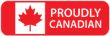 A red rectangle with a Canadian flag and the words 