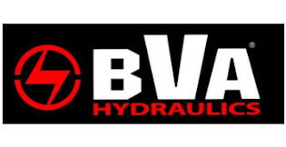 Logo of BVA Hydraulics: black rectangle with white