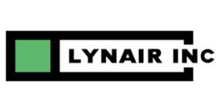Logo of Lynair Inc: black rectangle with green square,