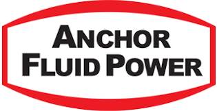 Anchor Fluid Power logo in black text with a red border on white background.