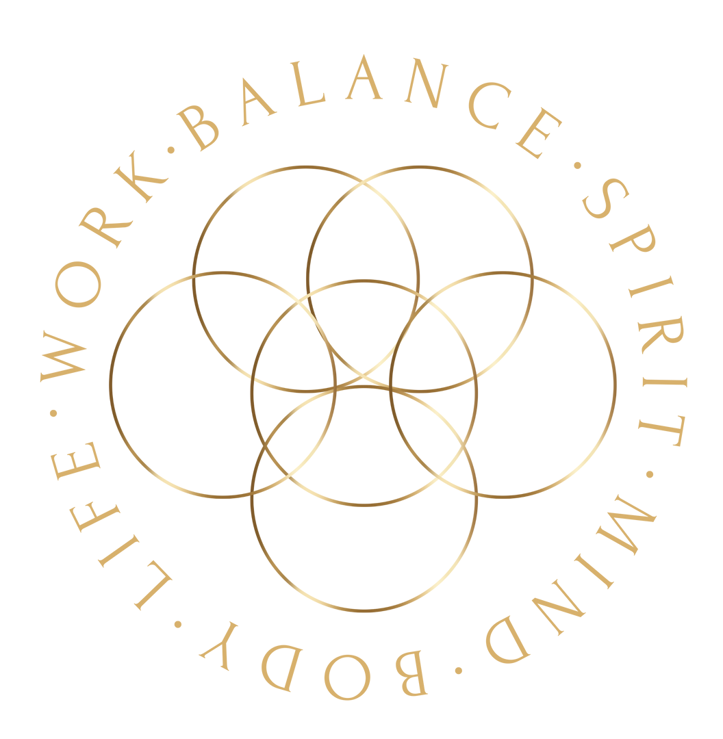 A logo for a company called life work balance spirit mind. A logo for a company called life work balance spirit mind.
