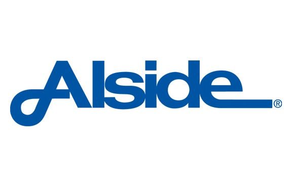 The alside logo is blue and white on a white background.