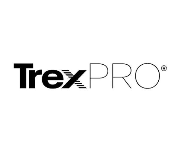A black and white logo for trex pro on a white background.