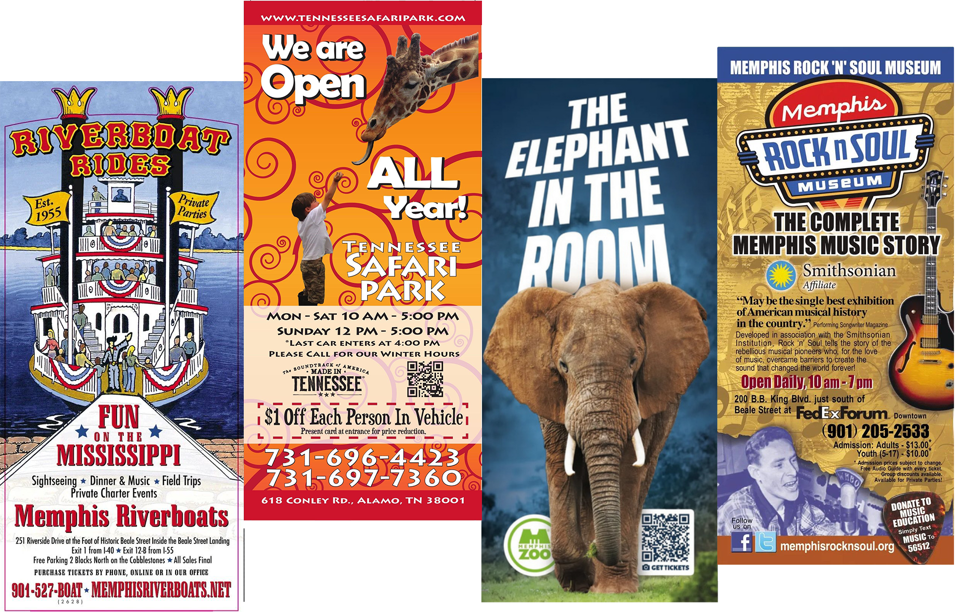 A collage of advertisements including one for the elephant in the room