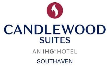 The logo for candlewood suites an ihg hotel in southaven.