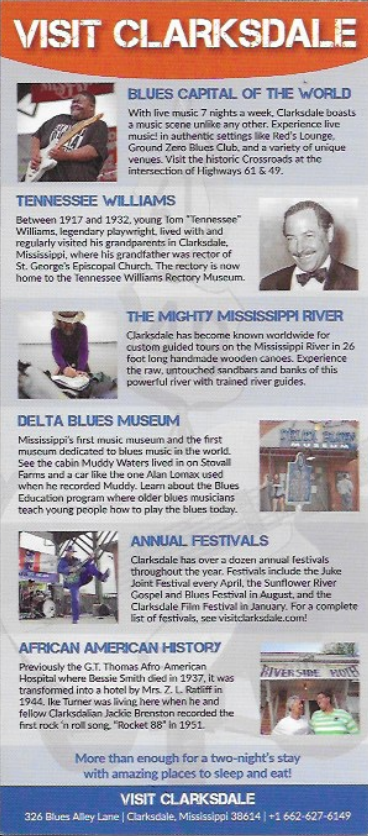 A poster that says visit clarksdale on it