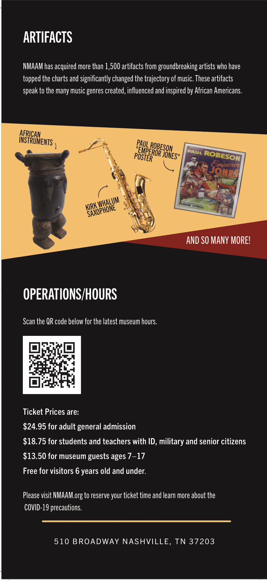 A poster with a saxophone and a qr code on it