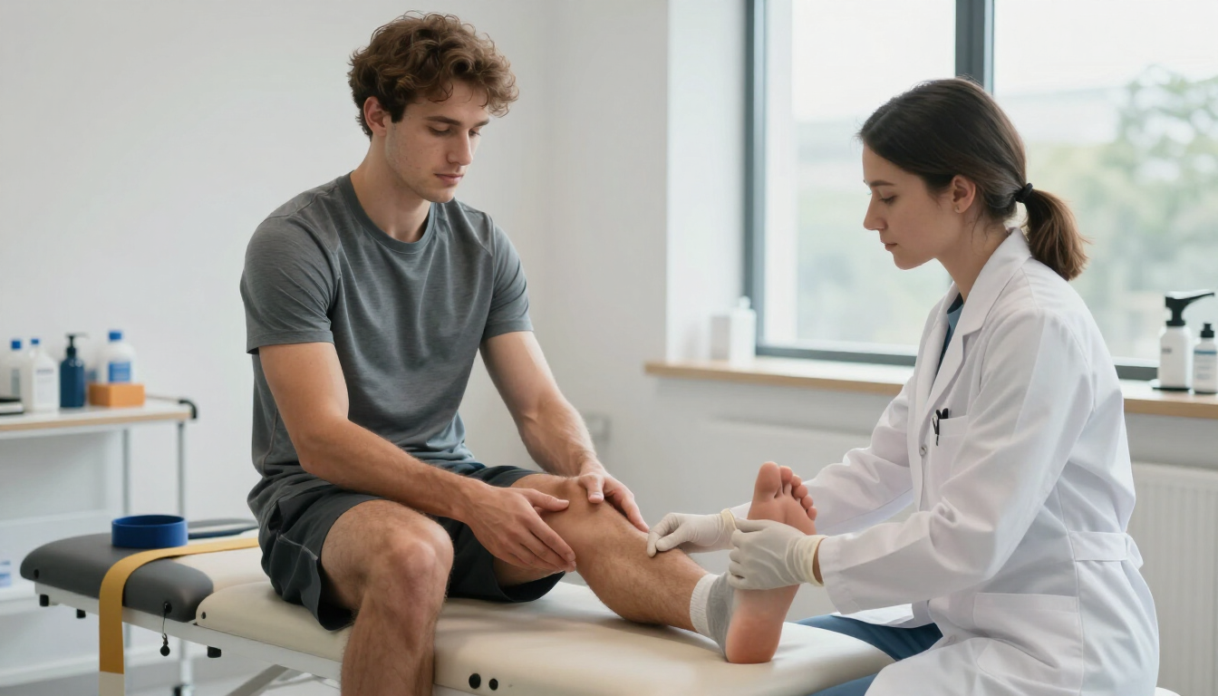 Sports medicine in podiatry helping an athlete recover from an ankle injury