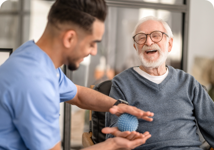 older male with younger practitioner