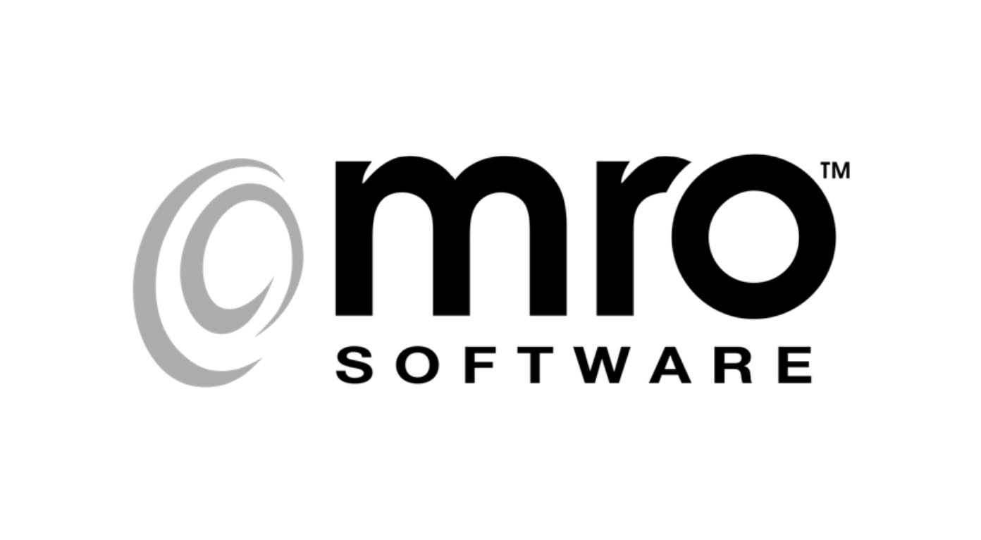A black and white logo for omro software on a white background.