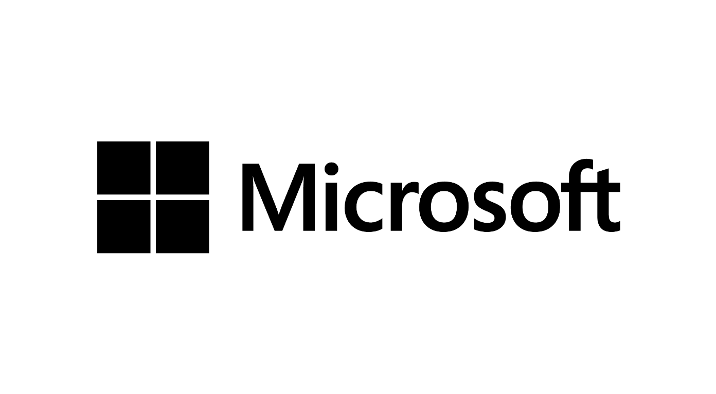 The microsoft logo is black and white on a white background.